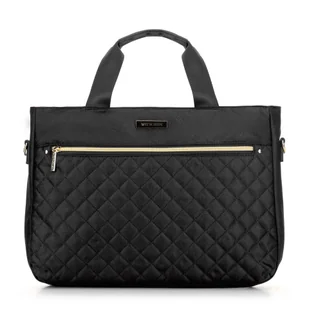 Torba na laptopa 14'' biznesowa z pikowaniem czarna - Torebki damskie - miniaturka - grafika 1