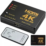Kable - Switch Rozdzielacz 3X Do 1 Hdmi 4K Uhd Pilot Ir - miniaturka - grafika 1