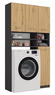 Zestaw łazienkowy, Marpol, 96x30x180 cm, antracyt, dąb artisan, mat - Szafki łazienkowe - miniaturka - grafika 1