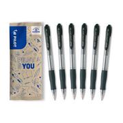 Długopisy - Zestaw 6x Długopis olejowy PILOT SUPER GRIP czarny - miniaturka - grafika 1