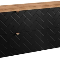Szafki łazienkowe - Czarna szafka pod umywalkę MADIS 160 cm z blatem dąb wotan wisząca frezowane szuflady - miniaturka - grafika 1