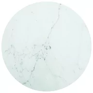 Blaty meblowe i parapety okienne - vidaXL Blat do stołu, biały, 50x0,8 cm, szkło ze wzorem marmuru vidaXL - miniaturka - grafika 1