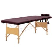 Stoły i łóżka do masażu - VidaXL Składany stół do masażu, 4 strefy, drewniany, fioletowy - miniaturka - grafika 1