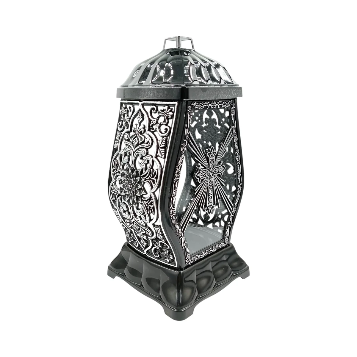 Znicz lampion- krzyż - srebrny - XXL - 38 cm - Z-8