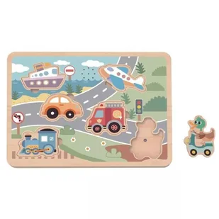 Tooky Toy: Układanka z efektami dźwiękowymi - Pojazdy - Sortery dla dzieci - miniaturka - grafika 1