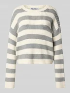 Swetry damskie - Sweter z dzianiny z okrągłym dekoltem - miniaturka - grafika 1