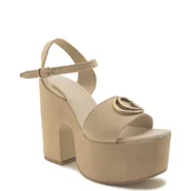 Sandały damskie - Guess Sandały na słupku CLODY | zamsz - miniaturka - grafika 1