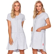 Piżamy ciążowe - Koszula do karmienia rozpinana DOCTOR NAP 9445 szara XL - miniaturka - grafika 1