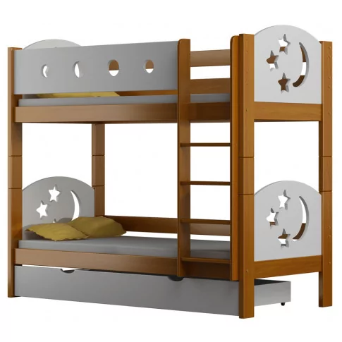 Piętrowe łóżko dla rodzeństwa z 2 szufladami, olcha - Mimi 4X 200x90 cm