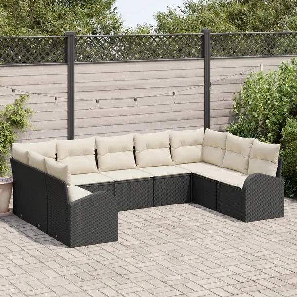 Zestaw Sof Ogrodowych Modularnych Czarno-Biały, 4 Elementy, Rattan