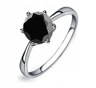 Pierścionki - SREBRNY PIERŚCIONEK Z CZARNĄ CYRKONIĄ rozm. 23 - miniaturka - grafika 1