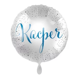 Balon imienny foliowy Kacper okrągły pakowany 43 cm - Balony i akcesoria - miniaturka - grafika 1