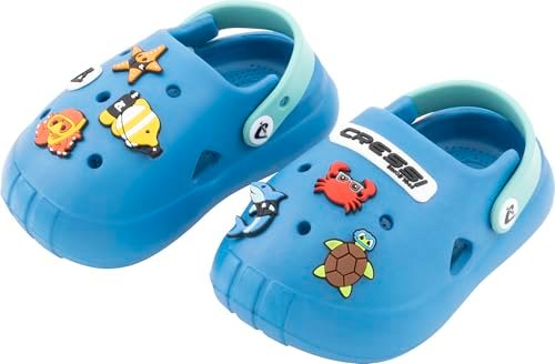 CRESSI since 1946 - Jelly Kid Clogs - Children's Sandals Sabot Slippers Non Slip and Breathable, Beach Sea Walks Nursery and Home, Snap Fastening - Blue/Azure - 29/30 EU
