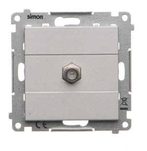 Kontakt Simon Gniazdo antenowe typu „F” pojedyncze Simon 55 - aluminium mat - Gniazdka elektryczne - miniaturka - grafika 1