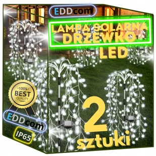 2x Lampa Solarna Ogrodowa Led Drzewko Wodospad Wbijana Czujnik Do Ogrodu - Lampy ogrodowe - miniaturka - grafika 1