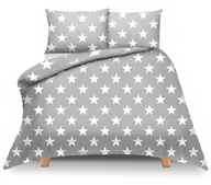 Pościel - Pościel bawełniana 140x200 szara w gwiazdy z torbą - miniaturka - grafika 1