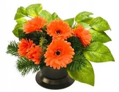 Sztuczne kwiaty - WIĄZANKA STROIK DONICZKA NA STOPCE SZTUCZNA PODKŁAD na grób UDEKOROWANY - miniaturka - grafika 1