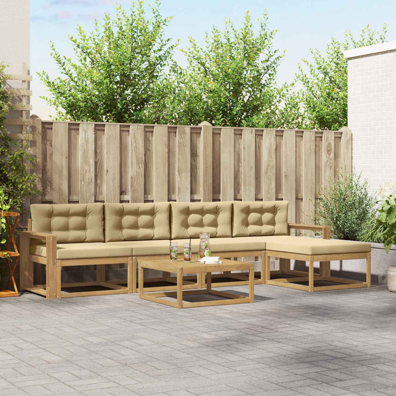 vidaXL Zestaw sof na zewnątrz 6 pcs Biały i Beżowy 79 x 79 x 37 cm