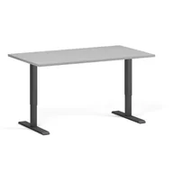 Biurka - Stół z regulacją wysokości, 1 silnik, 745 - 1235 mm, blat 1400 x 800 mm, podstawa czarna, szary - miniaturka - grafika 1