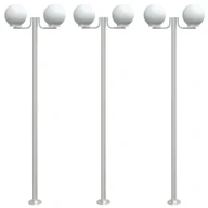 Lampy ogrodowe - Stojące lampy ogrodowe, 3 szt, srebrne, 215 cm, stal nierdzewna - miniaturka - grafika 1