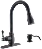 Baterie kuchenne - Bateria kuchenna retro LYME srebrna mat wyciągana wylewka z dozownikiem - czarny - miniaturka - grafika 1