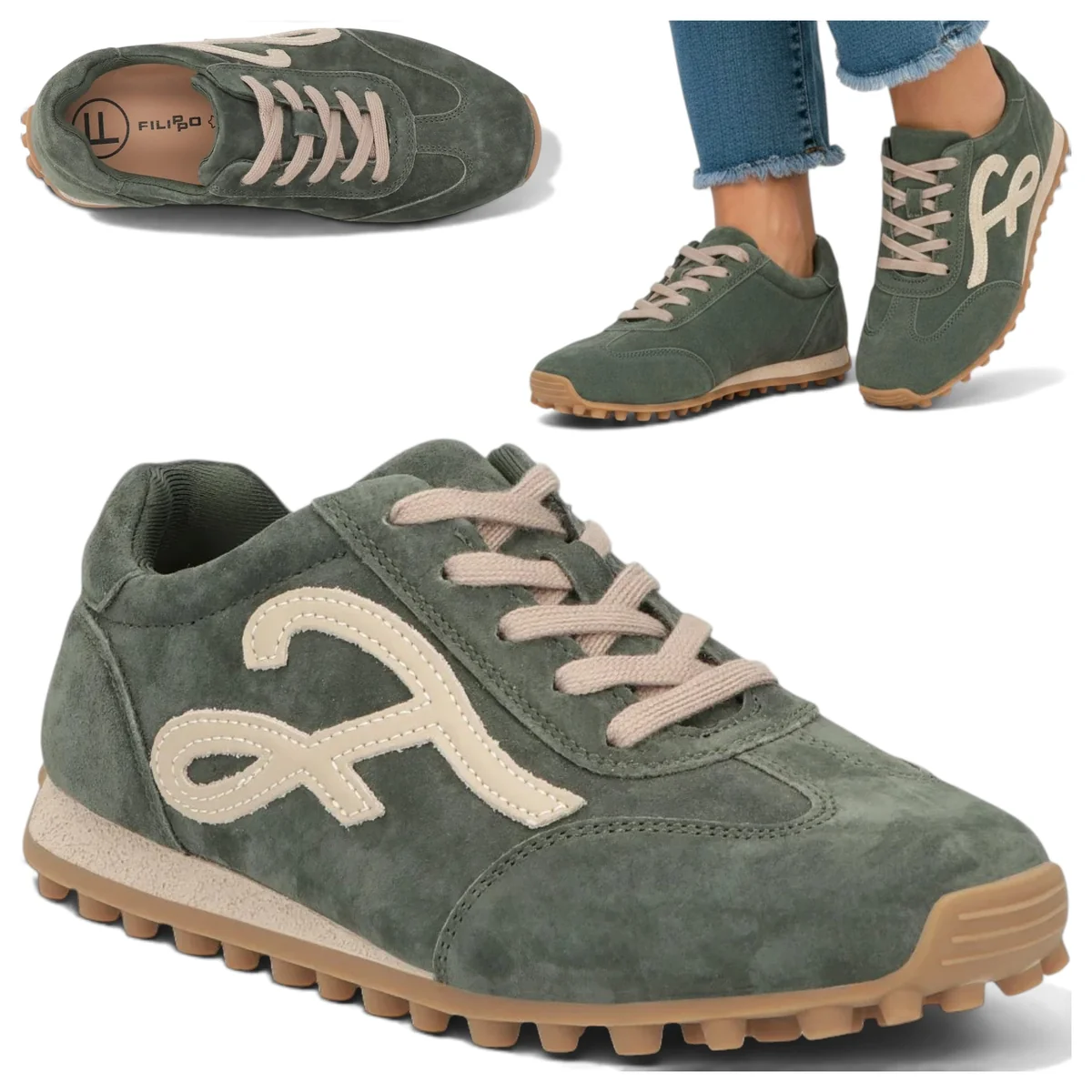 Sneakersy Damskie SKÓRZANE FILIPPO Sznurowane Półbuty Jesienne Płaskie 38