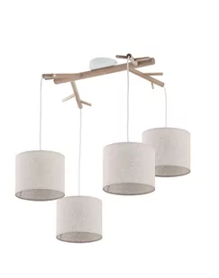 Lampa wisząca nad stół Albero Linen, sufitowa, boho drewniana, do salonu - Lampy sufitowe - miniaturka - grafika 1