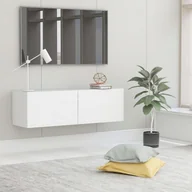 Szafki RTV - vidaXL Szafka TV, biała, wysoki połysk, 100x30x30 cm, płyta wiórowa - miniaturka - grafika 1