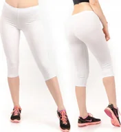 Legginsy - Legginsy damskie 3/4 krótkie Polskie bawełniane Getry Białe 4XL - miniaturka - grafika 1
