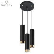 Lampy sufitowe - Lampex Gloria lampa wisząca 3-punktowa czarna/złota LPX0091/3P CZA - miniaturka - grafika 1