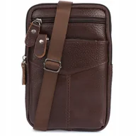 Nerki - Saszetka męska do paska na ramię telefon portfel skórzana pojemna C. Brąz - miniaturka - grafika 1