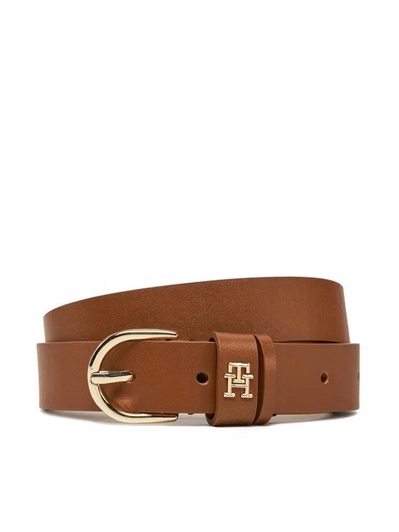 TOMMY HILFIGER BRĄZOWY PASEK SKÓRZANY Z LOGO 110 16EA