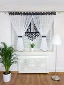 Firany - KOMPLET DEKORACYJNY Z PANELEM CZARNY DO SALONU DO POKOJU ELEGANCKI ZESTAW - miniaturka - grafika 1