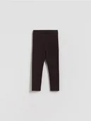 Spodnie i spodenki dla dziewczynek - Reserved - Ocieplane legginsy - ciemnobrązowy - miniaturka - grafika 1