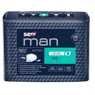 Seni, Man, Wkładki urologiczne dla mężczyzn  Extra Level 3 22,5x27 cm, 15 szt. - Pieluchy dla dorosłych - miniaturka - grafika 1