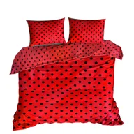Pościel - pościel bawełna lux 160x220 + 2 poszewka B 268-1 groszek czerwono czarny - miniaturka - grafika 1