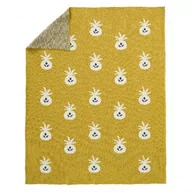 Koce i narzuty dla dzieci - FRESK Fresk Tkany kocyk z bawełny organicznej 80 x 100 cm Ananas Mustard B100-59 - miniaturka - grafika 1