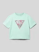 Koszulki dla dziewczynek - T-shirt z prążkowanym okrągłym dekoltem - miniaturka - grafika 1