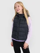 Kurtki i płaszcze dla dziewczynek - 4F Bezrękawnik puchowy z wypełnieniem syntetycznym dziewczęcy - czarny 122 (6-7 lat) - miniaturka - grafika 1