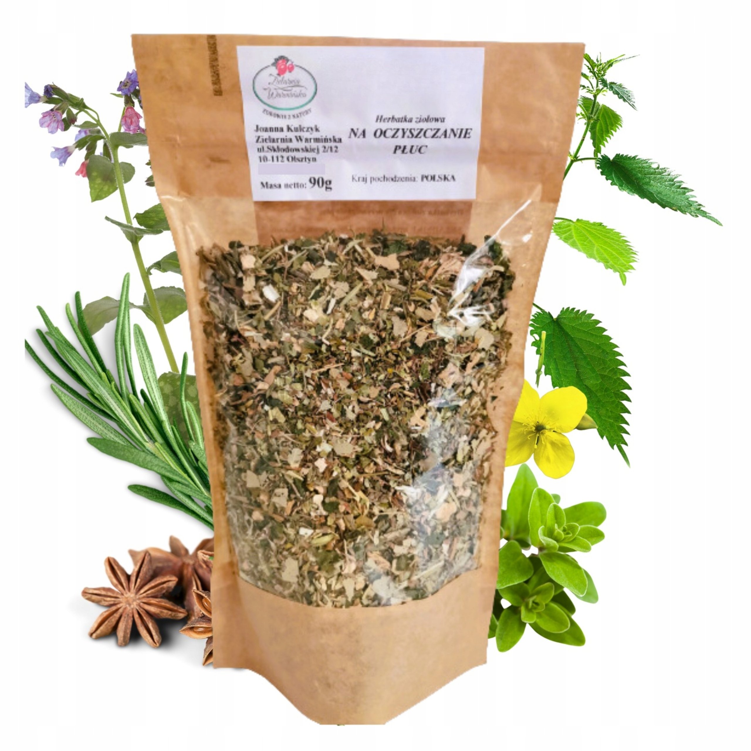 Zioła Oczyszczanie Płuc Odflegmianie Astma Kaszel 90g