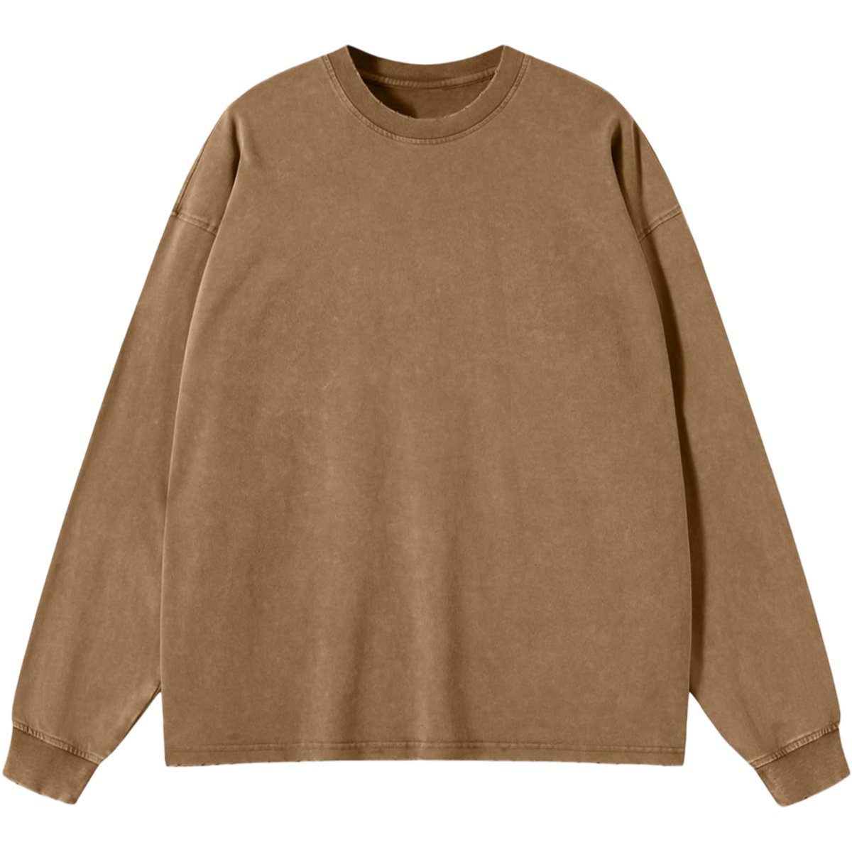 Męska Koszulka z Długim Rękawem Longsleeve Vintage Luźna Brązowa XL