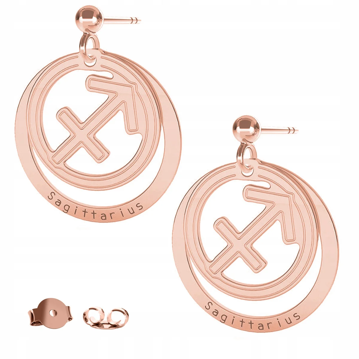 Kolczyki Pozłacane Znak Zodiaku Strzelec Sagittarius SREBRO 925