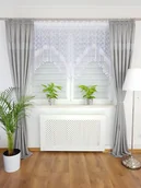 Firany - Krótka firanka z markizety zdobiona oryginalną gipiurą, firana gotowa - miniaturka - grafika 1