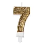 Urodziny dla dorosłych - Świeczka cyferka premium nr 7 15 cm złoty - miniaturka - grafika 1
