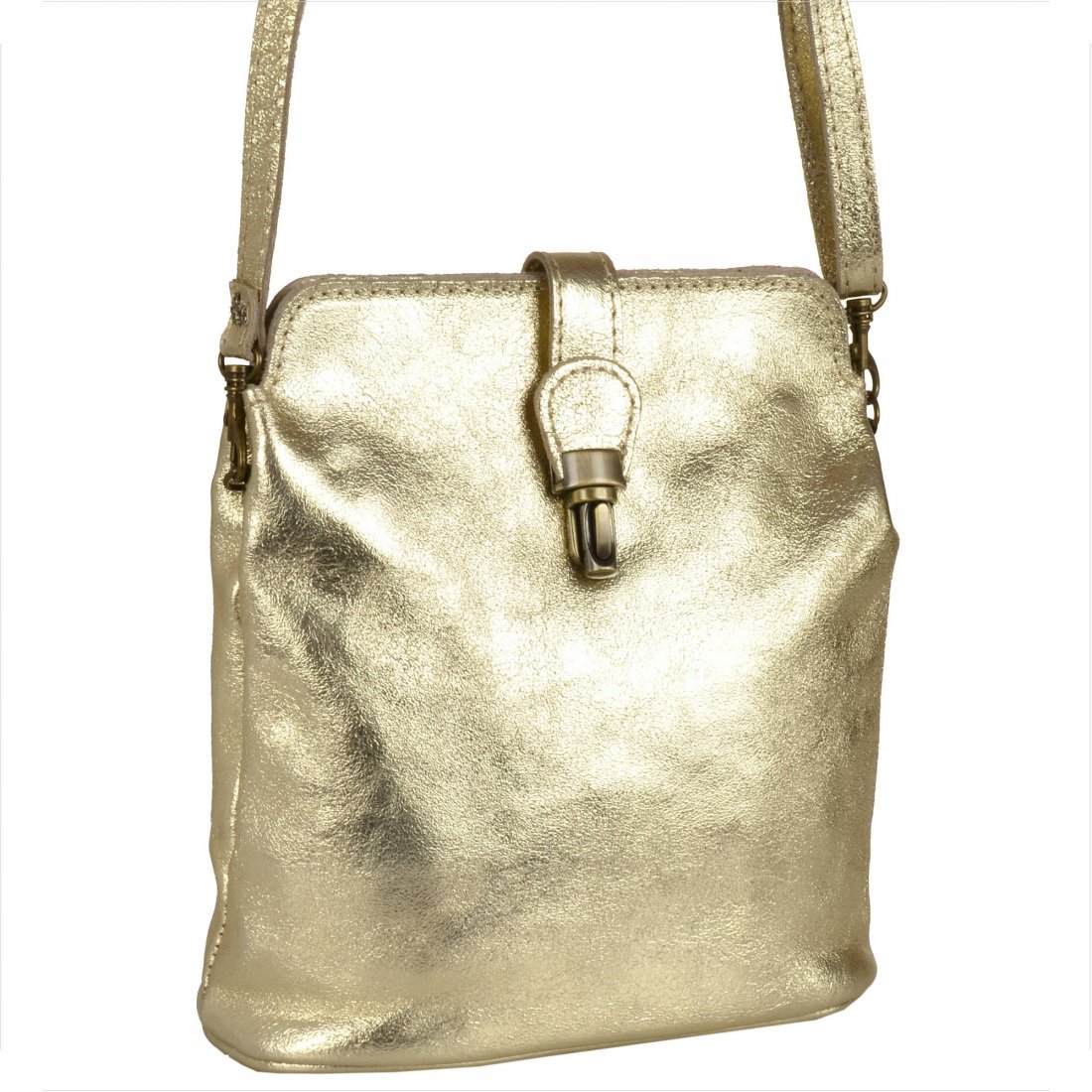 Mała skórzana listonoszka złota