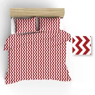 Pościel - Pościel 160x200 R019 biała zygzak czerwony 64N - miniaturka - grafika 1
