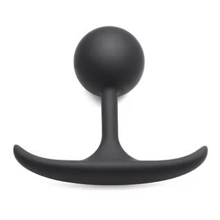 Korki analne - Heavy Hitters Comfort Plugs Premium Silicone 3.3" Weighted Round Plug Small Black - grafika 1