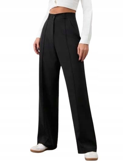 SHEIN CZARNE SPODNIE CASUAL PROSTE Z WYSOKIM STANEM DLA WYSOKICH L 1_B