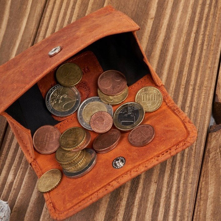 Paolo Peruzzi Portfel damski skórzany vintage pomarańczowy mały z RFID T-114-HOR