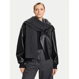 Szalik Calvin Klein Ck Metal Wool Rib Scarf LV04D8056G Szary - Apaszki i szaliki damskie - miniaturka - grafika 1